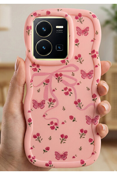 Rivor Vivo Y35 & Vivo Y22S Uyumlu Kılıf Kamera Çıkıntılı Kurdele Ve Çiçek Kab...