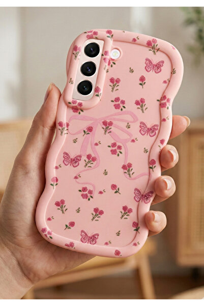 Rivor Samsung Galaxy S22 Uyumlu Kılıf Kamera Çıkıntılı Kurdele Ve Çiçek Kabar...