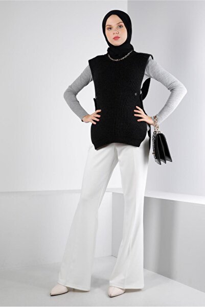 Alvina سترة تريكو بأزرار على الجوانب 43245