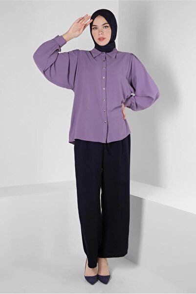 Alvina 43870 Μοντέλο Μπαλόνι Μπλούζα με μανίκια και λεπτομέρεια με κουμπί