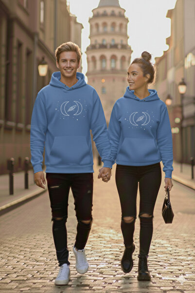 blausee wear Li̇yadaco Cosmic Connection B Printed Special Matching K Hooded Sweatshirt for Couples 2-Pack