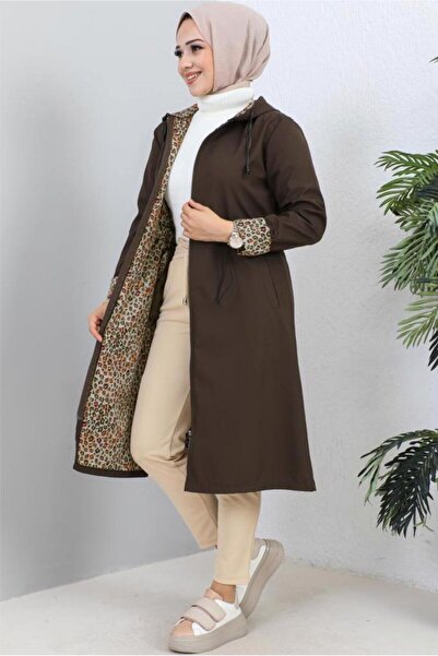 TRENDTESETTÜR WOMEN'S BROWN HOODED TRENCH COAT T 2021