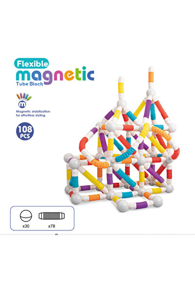 Bufnitel Magnetic STEM Construction Set - Flexible Tubes (108 pieces)