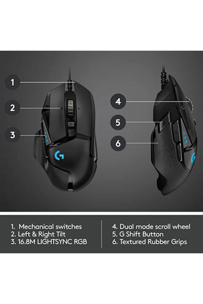 logitech ماوس الألعاب السلكي G502 Hero G502 Hero ذو الوزن القابل للتعديل والأداء العالي والمريح للألعاب الإلكترونية