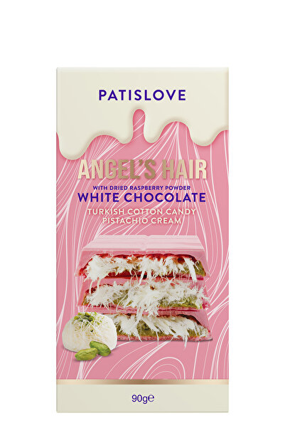 Patiswiss Patislove Antep Fıstığı Kremalı Ve Pişmaniye Dolgulu Frambuaz Tozlu Beyaz Çikolata, 90g