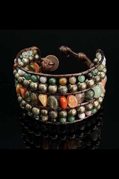 Seven Art Jewelry Doğal Taş Bileklik, Pirit, Hint Akiği, Yosunlu Akik, Jasper...
