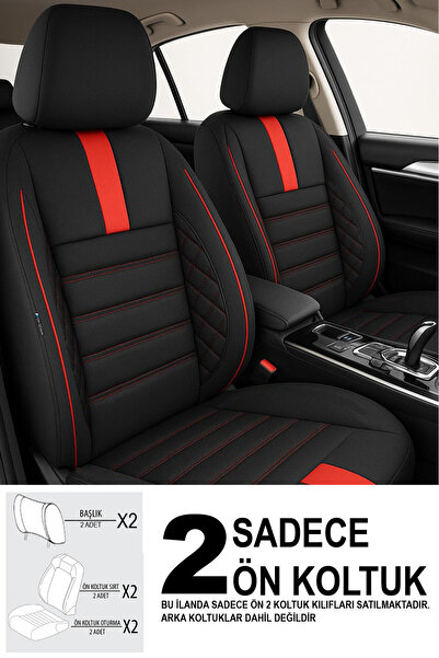 GM-DESIGN غطاء مقعد السيارة الأمامي من الريش التايلاندي الأحمر من Onyx (Doblo Van-Panelvan 1+1-Fiorino-Combo)