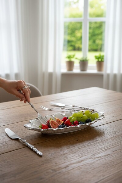 ROY KING FLORA SILVER OVAL DERİN SUNUM TABAK 38*17*5 CM