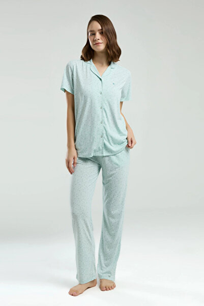 Pierre Cardin Γυναικείο Σετ Πιτζάμες Πράσινο Πουκάμισο