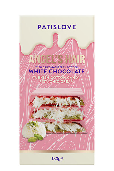 Patiswiss Patislove Antep Fıstığı Kremalı Ve Pişmaniye Dolgulu Frambuaz Tozlu Beyaz Çikolata, 180g