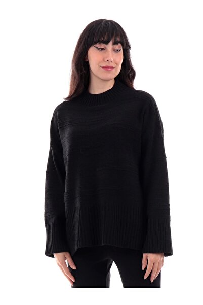 ONLY Чорний светр з високим коміром і зручним плетеним візерунком для жінок ONLIMA LS LOOSE STRUC HIGHNECK CC K