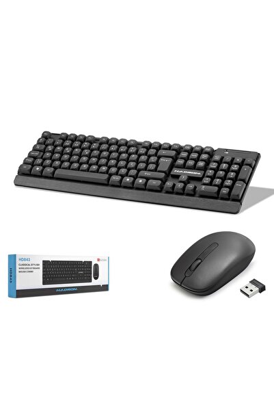 HADRON HD843 Kablosuz Klavye Mouse Seti 1600 DPI Siyah