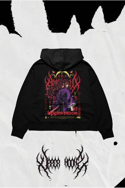 Brutal Dept. هودي Demon Slayer، Kokushibo قصة فضفاضة، للجنسين