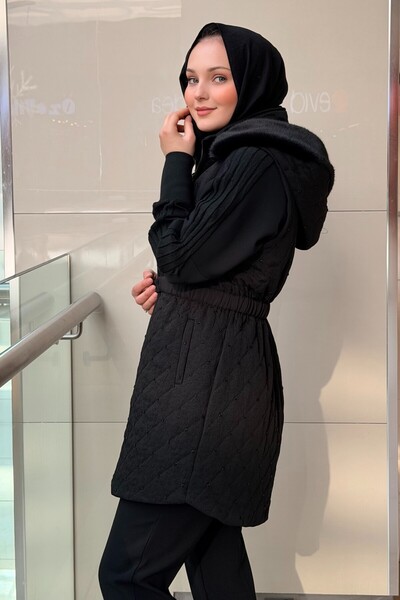 FUAT GÜRSEN Fuat Gürşen Hooded Bead Embroidered Waist Drawstring Vest