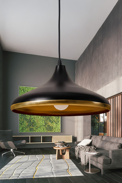 Marrien Nova Siyah Metal Golden Sarkıt (35 cm) | Yemek Masası Üstü Avize | Sa...