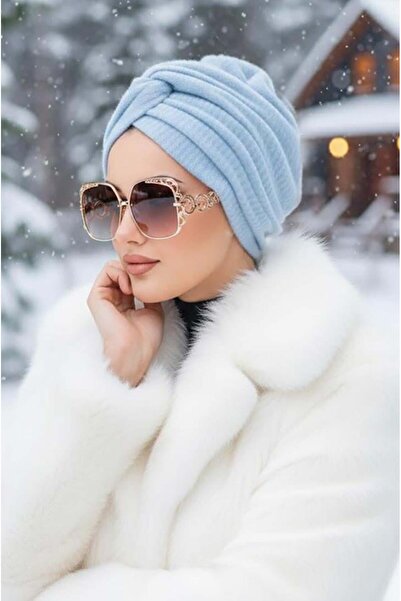 Aişe tesettür Bebe Mavi Kışlık Hazır Burgu Bone