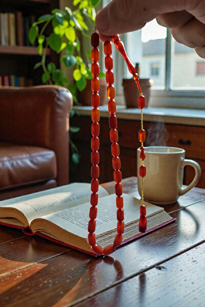 Budakoğulları 5.5x10.5mm SEFA UZUN USTA İŞÇİLİKLİ ÇOK ESKİ SURİYE DÖKÜM ÇUBUK MALZEME Kehribar GÜMÜŞ Tesbih