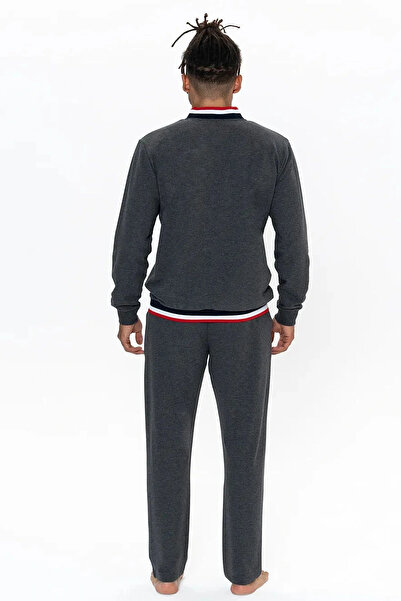 U.S. Polo Assn. U.s Polo Assn. 18922 Чоловічий одяг для дому з довгими рукавами та коміром-стійкою - антрацит