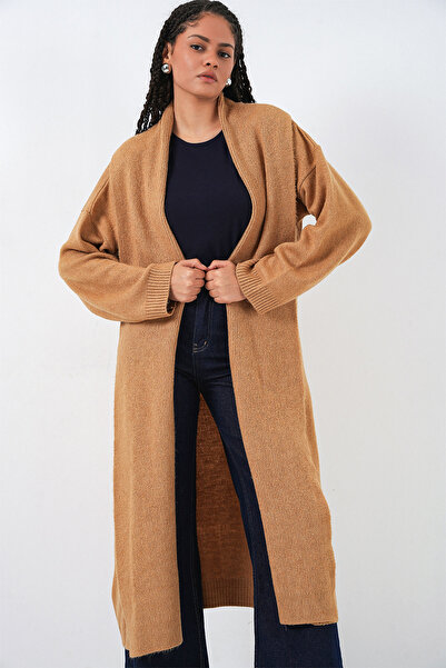 Bigdart Γυναικεία Μακριά Πλεκτά Ζακέτα Oversize 15924 - Mustard