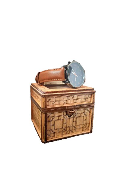 OEM Ceas de mână cu cutie din lemn tăiată cu laser ( culorile ceasurilor pot sa difere de cele din poza)