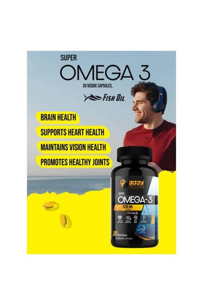 Body Builder Super Omega 3, 30 Vegetarian Softgel, 2000 mg, Brain Health