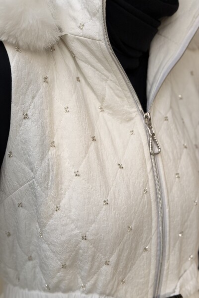 FUAT GÜRSEN Fuat Gürşen Hooded Bead Embroidered Waist Drawstring Vest