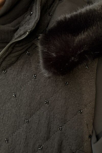 FUAT GÜRSEN Fuat Gürşen Hooded Bead Embroidered Waist Drawstring Vest