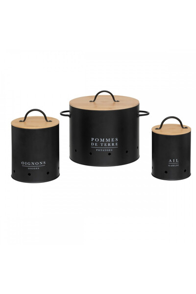 5FIVE Set de recipiente pentru legume Arfenz, metal, negru,