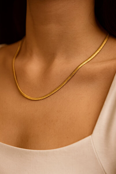 latif kuyumcu 14 Ayar Balık Sırtı 3mm 50cm Yassı Altın Zincir LKZNC1105