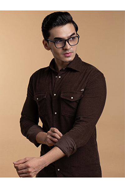 Mannerism The Velvet Corduroy – Dark Brown Shirt with Sumptuous Ribbed Textur...