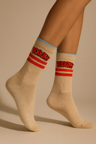 Katia&Bony Unisex Boom Desenli Soket Çorap Bej