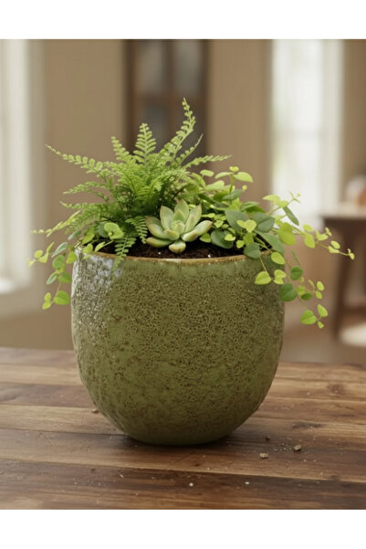 babilconcept Kabartma Detaylı Seramik Saksı