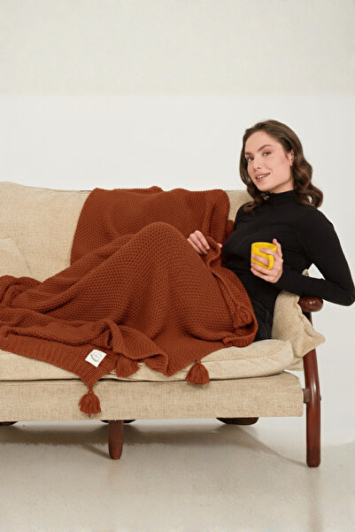 Miespiga Coco Rice Knitted Pompom Knitwear Tv Blanket Throw Sofa Shawl