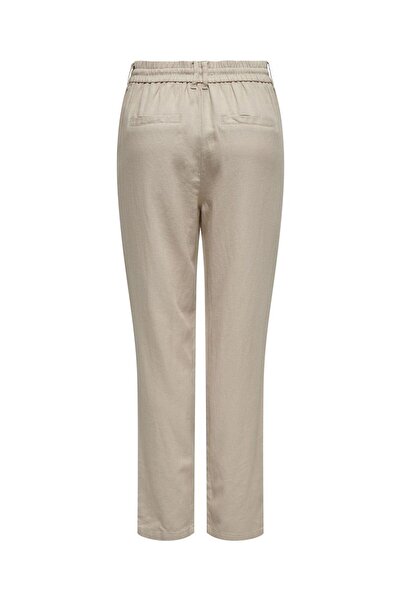 ONLY Women's Onlcaro Elastic Waist Linen Trousers 15278710 Beige