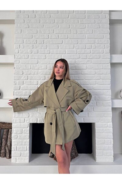 VESS MODA Жіночий поясний короткий тренч з деталями