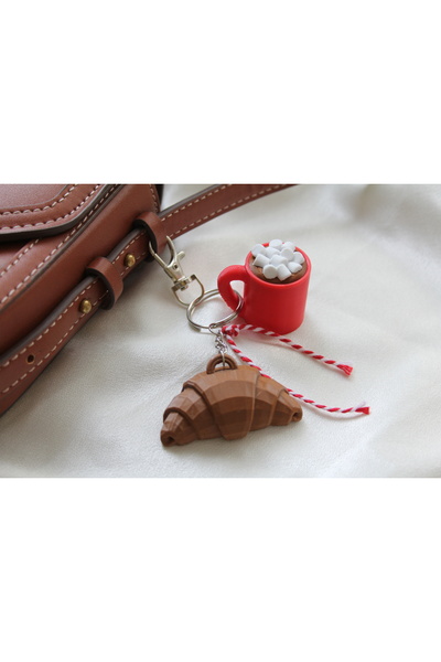 San Concept Tasarım Çanta Charmı / Sıcak Çikolata & Kruvasan Charm / Figürlü ...