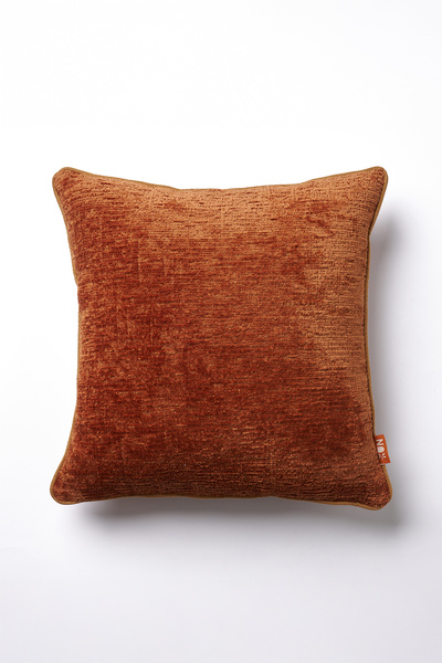 THE KUN غطاء وسادة مسطح بتفاصيل منسوجة ذاتياً من شونيلي - بني