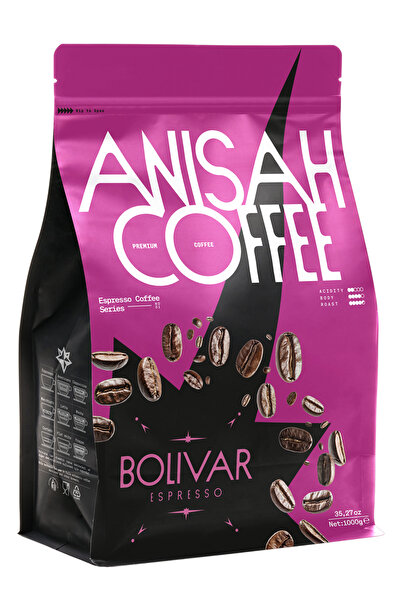 Anisah Coffee Bolivar Koyu Kavrulmuş (DARK ROAST) Espresso Blend Çekirdek Kahve 1000g | Dolgun Gövde-dengeli Tat