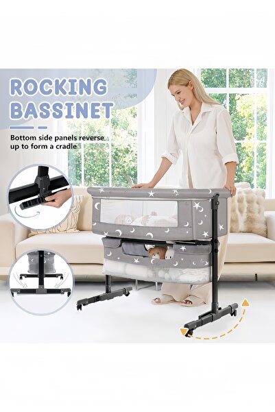 Venpara Amoyls 3-in-1 Portable Baby Bed Crib & Rocking Bassinet for Newborns