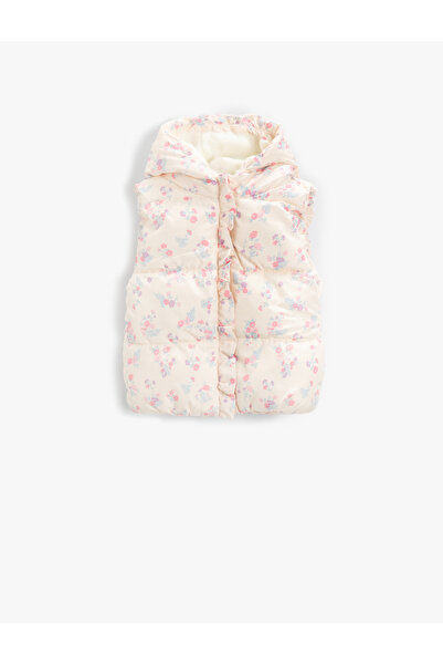 Koton Floral Patterned Hooded Puffer Vest
