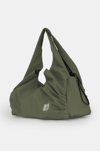 ICONE BAG Icone Pleated Zippered Yoga Bag, Fitness Bag, Gym Saddlebag Look Pleated Khaki Sports Bag