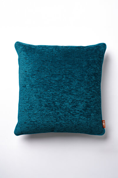 THE KUN غطاء وسادة مسطح بتفاصيل منسوجة ذاتياً من شونيلي - أخضر بترولي