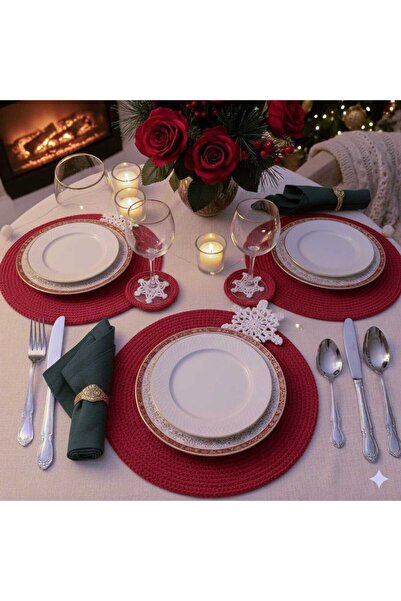 Handmade Elegance İKİ ADET Tekli-Sofra Sunum-Supla-Yılbaşı Sofra-Masa Süsleme-Yemek Seti-Amerikan Servis