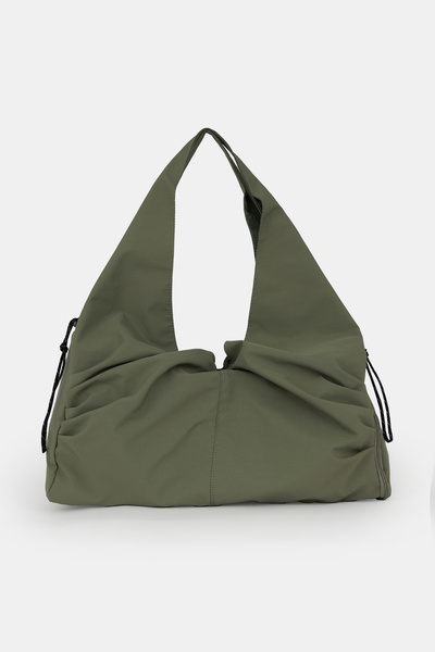 ICONE BAG Icone Pleated Zippered Yoga Bag, Fitness Bag, Gym Saddlebag Look Pleated Khaki Sports Bag