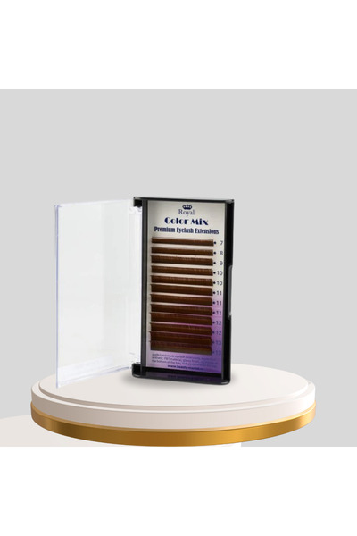 Royal Extensii de gene Premium ROYAL Silk (Maro deschis), Curbură C, Grosime 0.10 mm, Lungime Mix