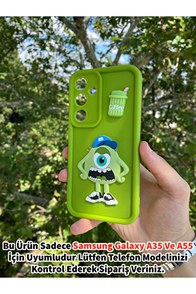Merwish Samsung Galaxy A35 Ve A55 Uyumlu Sevimli Canavar 3D Figürlü Darbe Kor...