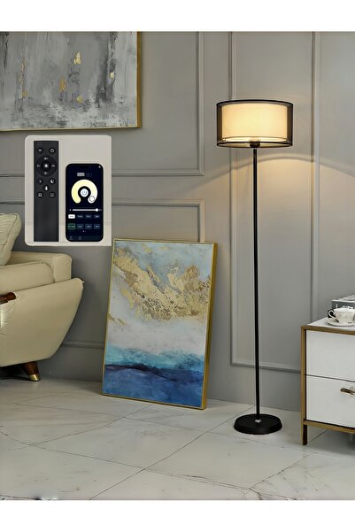 Venpara Modern Floor Lamp, Remote Control, 3 Color Temperatures, 5%-100% Brightness, 12W, Fabric Shade