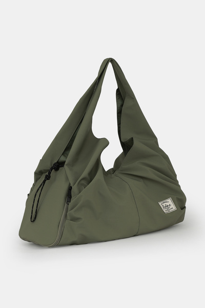 ICONE BAG Icone Pleated Zippered Yoga Bag, Fitness Bag, Gym Saddlebag Look Pleated Khaki Sports Bag