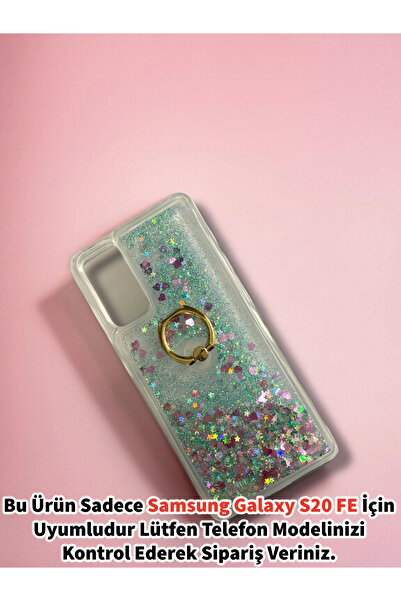 Merwish Samsung Galaxy S20 FE Uyumlu Sulu Simli Yüzüklü Standlı Parlak Siliko...