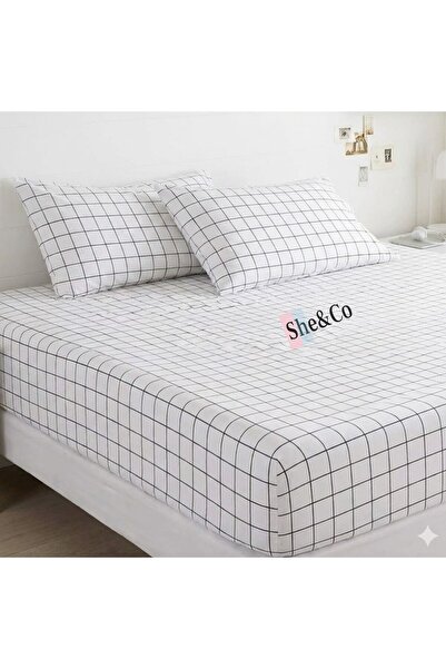She&Co Double Fitted Sheet Set - Checkered